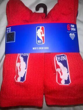 NBA Men’s Crew Sock 6 Pair (red/white/blue)